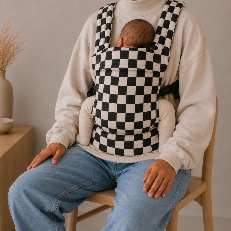 Porte-Bébé Physiologique Damier Noir