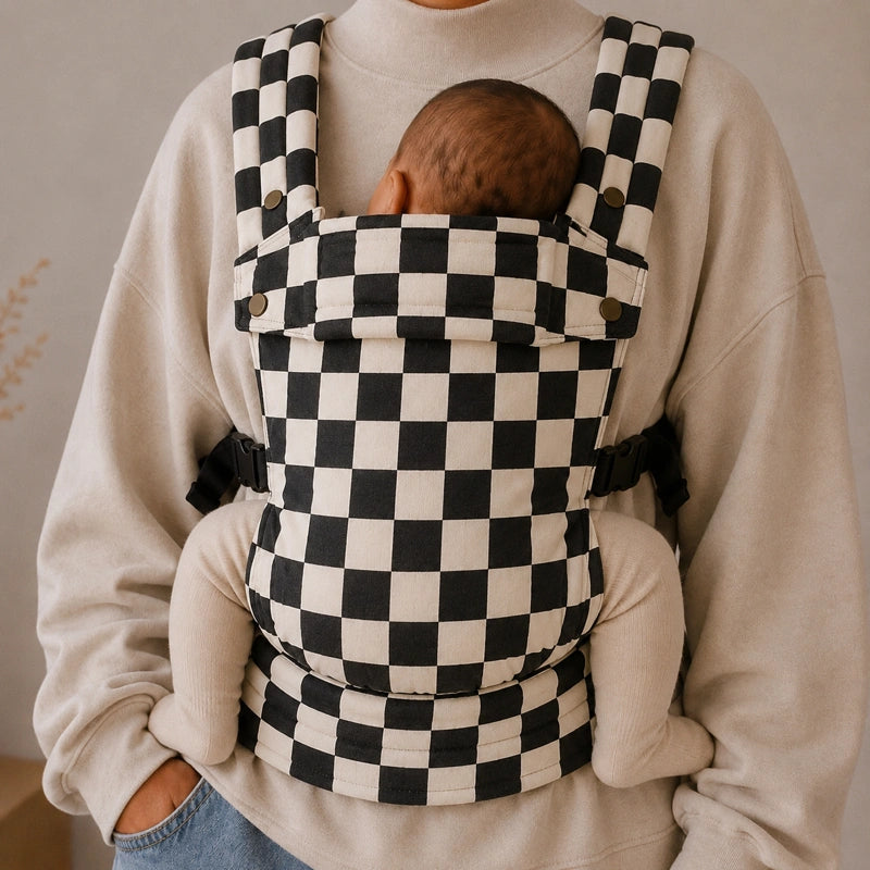 Porte-Bébé Physiologique Damier Noir