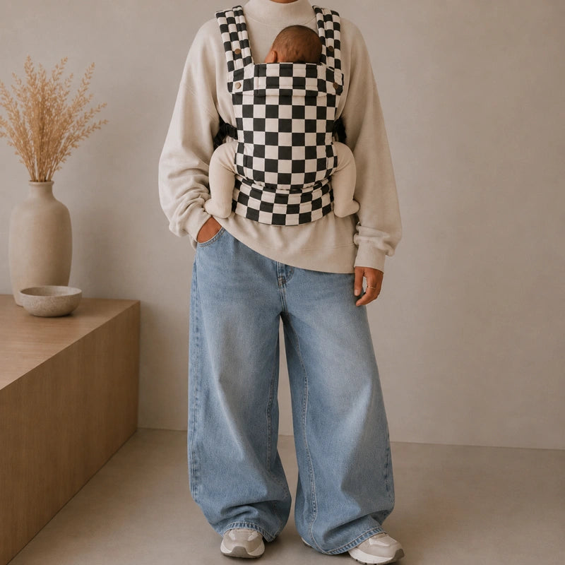 Porte-Bébé Physiologique Damier Noir