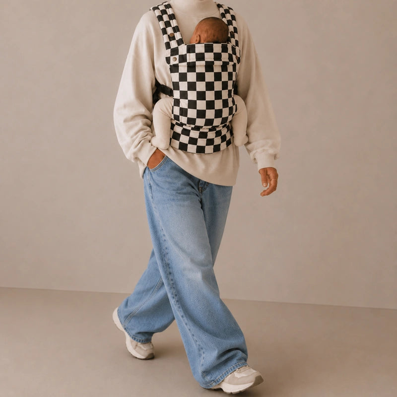 Porte-Bébé Physiologique Damier Noir