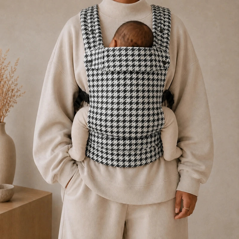 Porte-Bébé Physiologique Pied-de-Poule Contraste