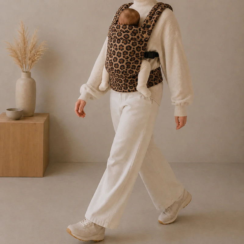 Porte-Bébé Physiologique Léopard Camel