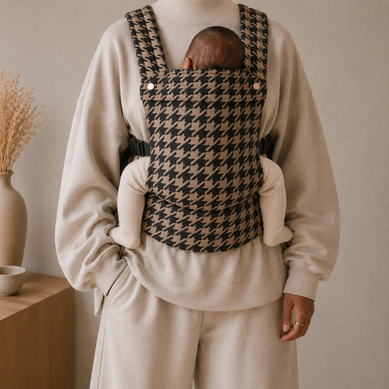 Porte-Bébé Physiologique Pied-de-Poule havane