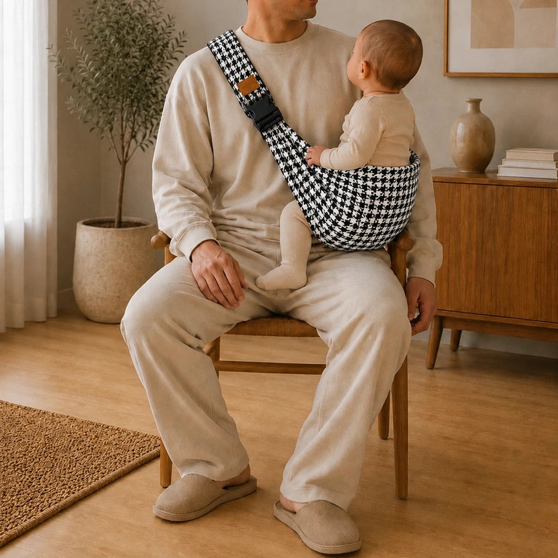 Porte-Bébé Hanche Pied-de-Poule Contraste
