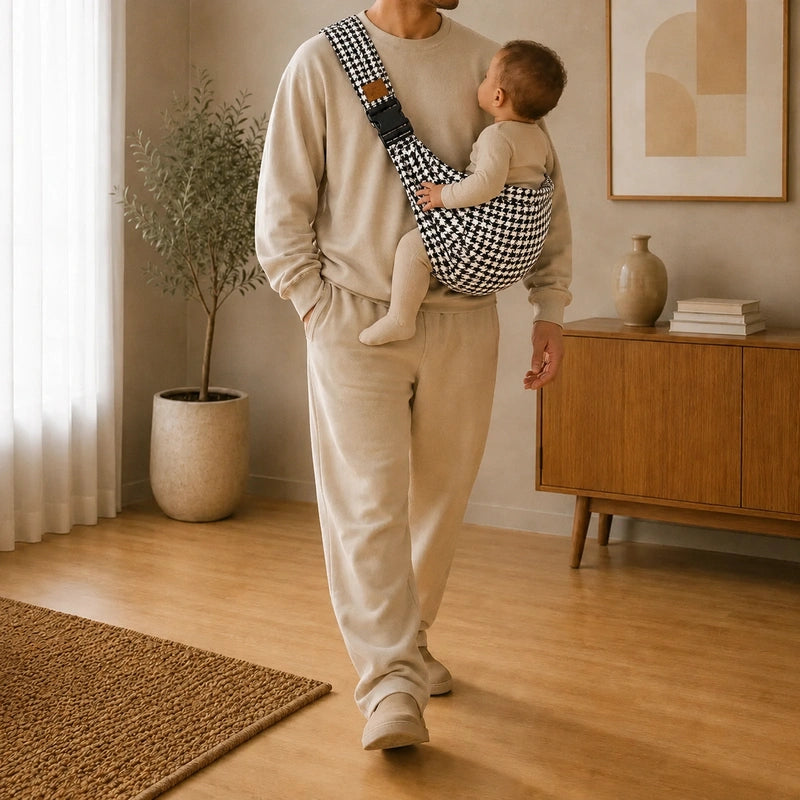 Porte-Bébé Hanche Pied-de-Poule Contraste