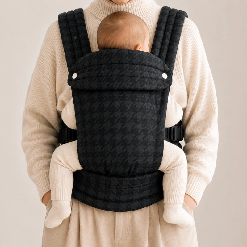 Porte-Bébé Physiologique Pied-de-Poule Anthracite